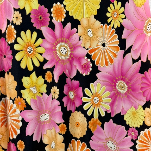 S.L.B. Y2K Floral Women's Skirt - Black, Pink, Orange 100% silk Size Small - Picture 11 of 12